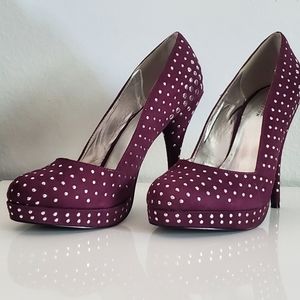 Purple Faux Suade Studded Heels